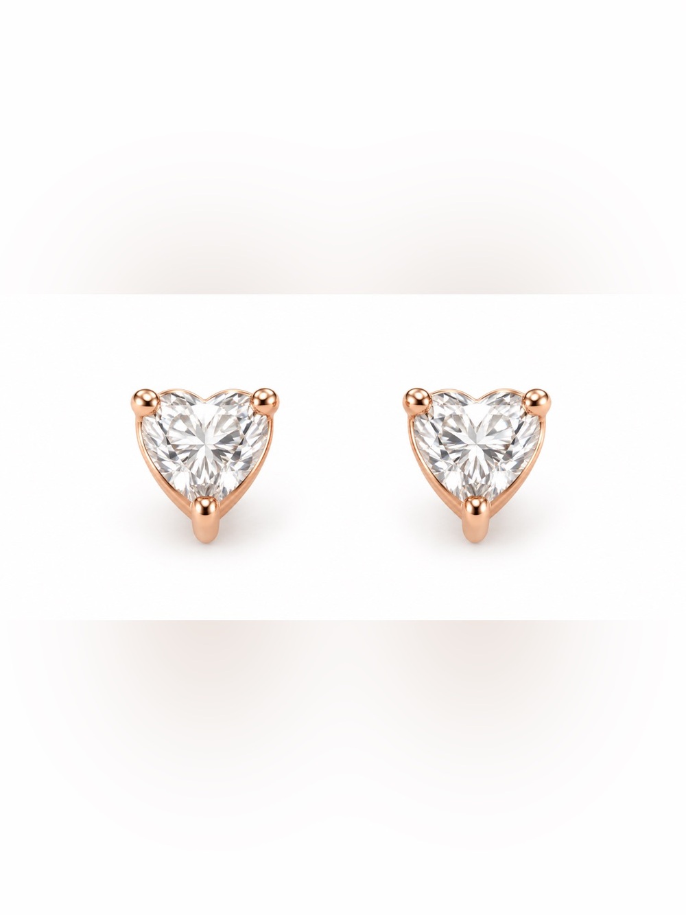 Luxury Rose Gold‎ Moissanite Diamond screwback Heart Stud Earrings